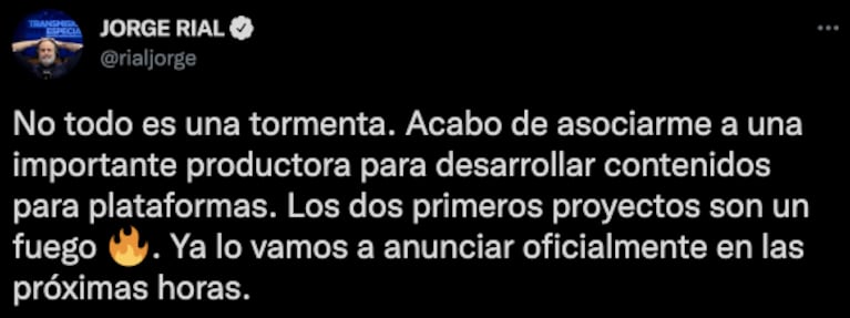 El anuncio de Jorge Rial en medio de la polémica por su separación de Romina Pereiro: "Voy a desarrollar contenidos para plataformas"
