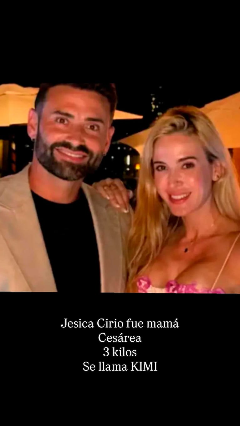El anuncio del nacimiento del hijo de Jésica Cirio y Nicolás Trombino (Foto: Instagram @angeldebritooki)