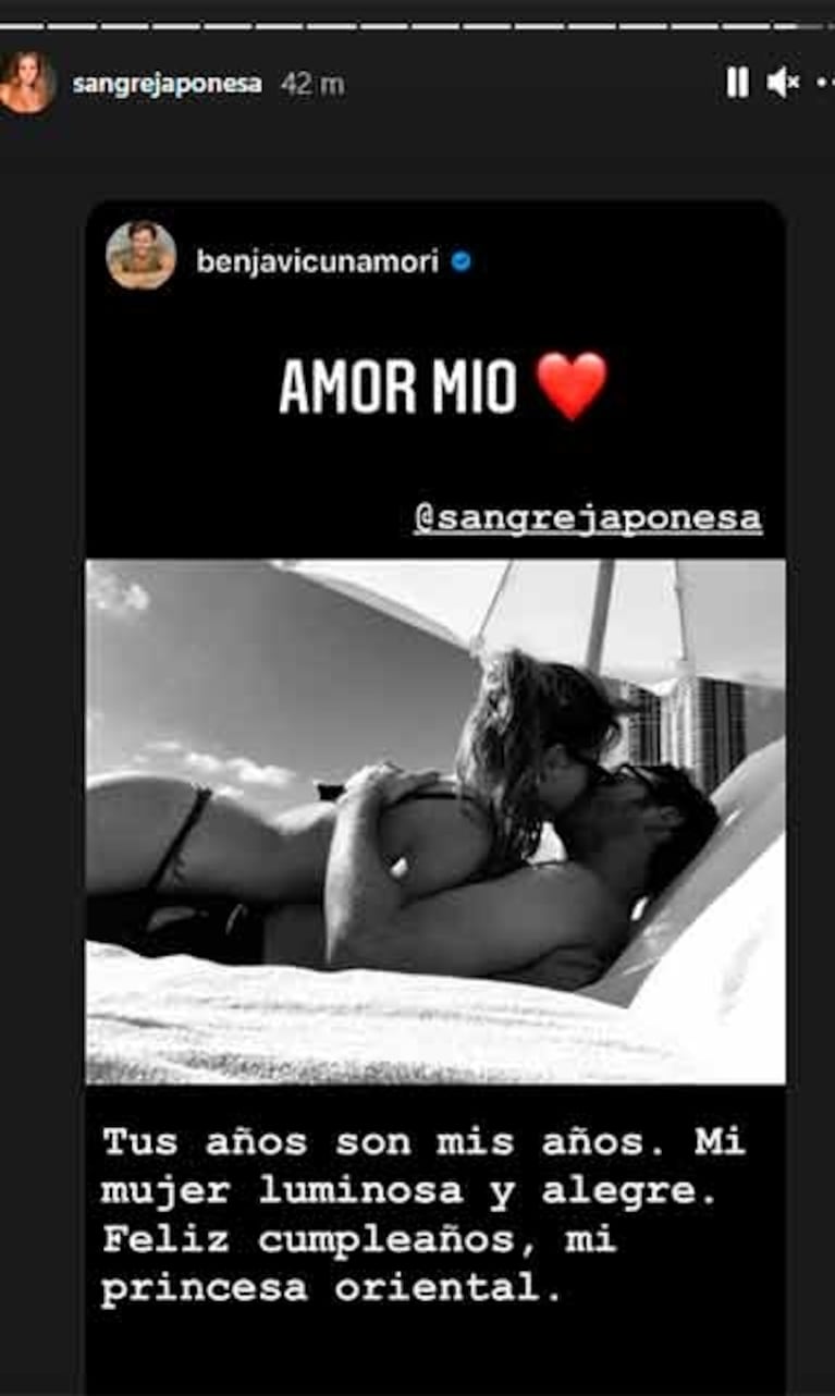 El apasionado posteo de Benjamín Vicuña para China Suárez por su cumpleaños: "Mi princesa oriental"
