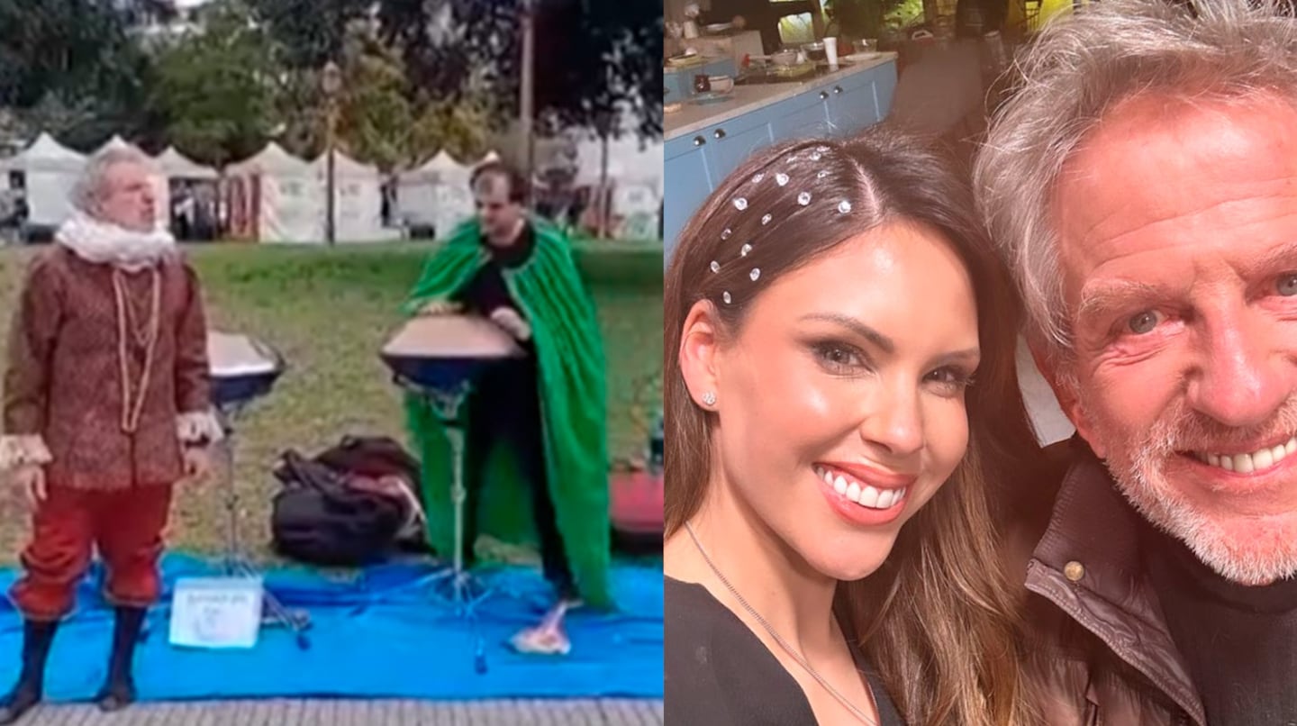 El apoyo de Barby Franco a Pablo Alarcón por su actuación a la gorra en una plaza.