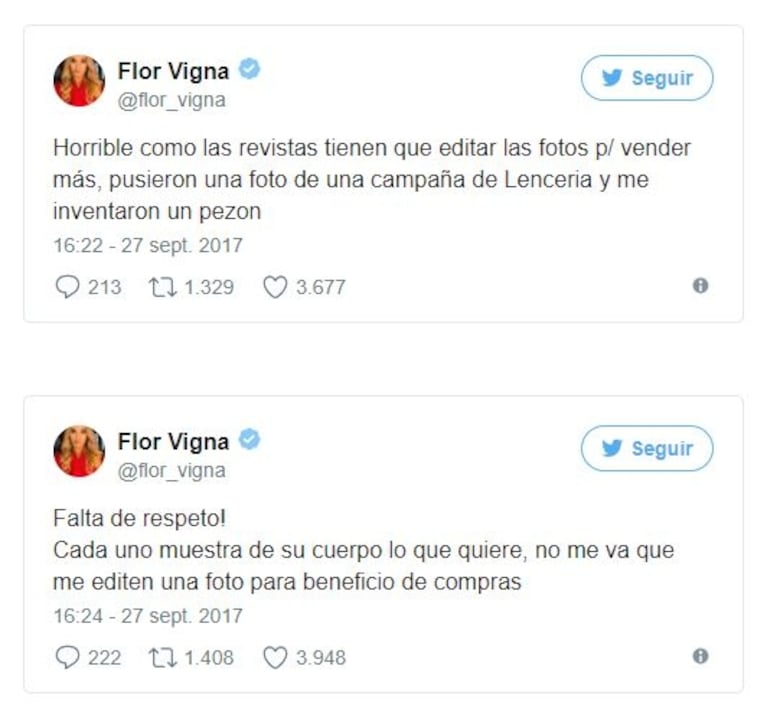 El arranque de furia de Flor Vigna contra la tapa de la revista Paparazzi: "¡Me inventaron un pezón!"