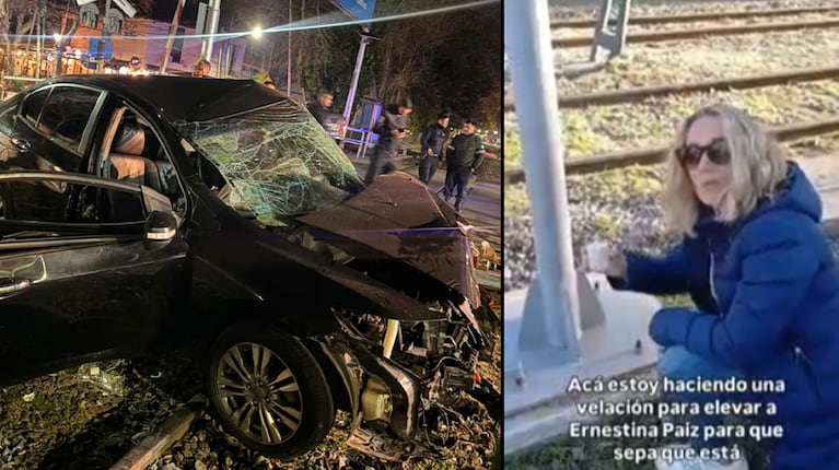 El auto de Ernestina Pais y la mujer que hizo un ritual en el lugar del accidente.