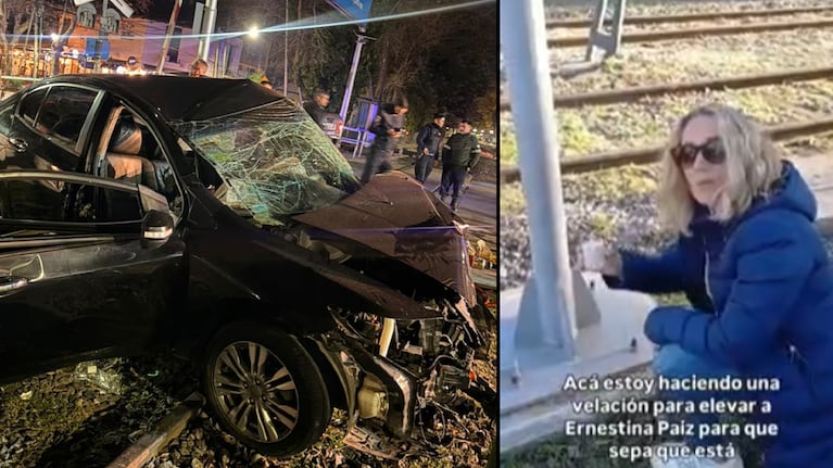 El auto de Ernestina Pais y la mujer que hizo un ritual en el lugar del accidente.