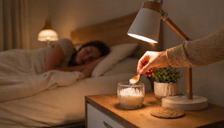 El azúcar se coloca en un recipiente en la mesita de luz para lograr mejores resultados. Foto: (Imagen creada con IA)