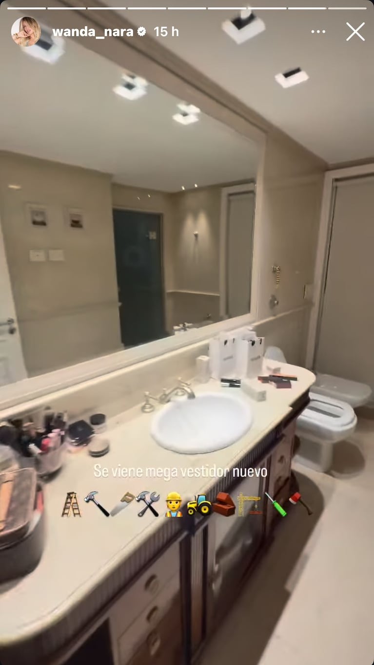 El baño que Wanda Nara reformará (Foto: captura de Instagram).
