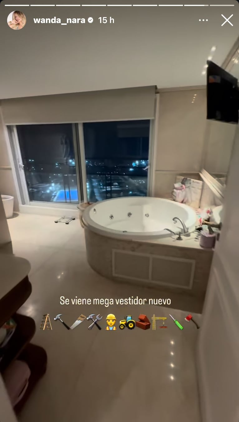 El baño que Wanda Nara reformará (Foto: captura de Instagram).
