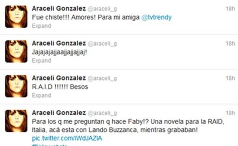El ¿blooper? de Araceli González en Twitter. (Foto: @araceli_g)