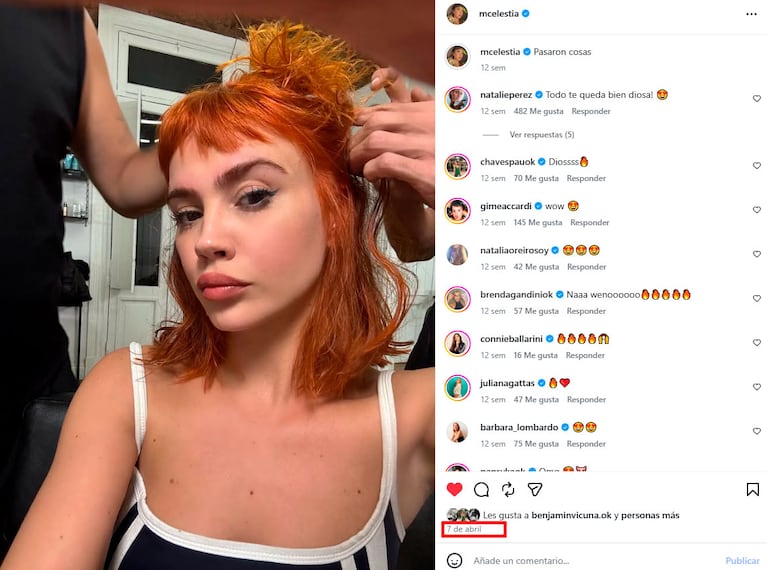 El cambio de look de Celeste Cid (Foto de Instagram)