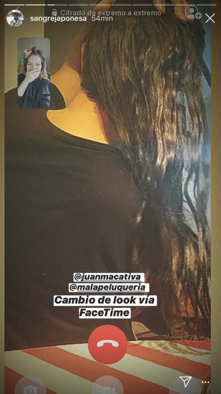 El cambio de look de China Suárez en plena cuarentena, a través de videollamada: "Gracias por cada locura"