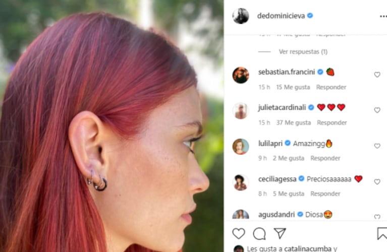 El cambio de look "extremo" de Eva de Dominici: la actriz se tiñó el pelo de colorado furioso