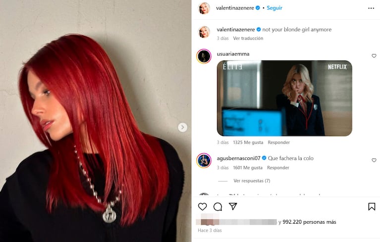 El cambio de look extremo de Valentina Zenere, tras finalizar las grabaciones de Elite: las fotos