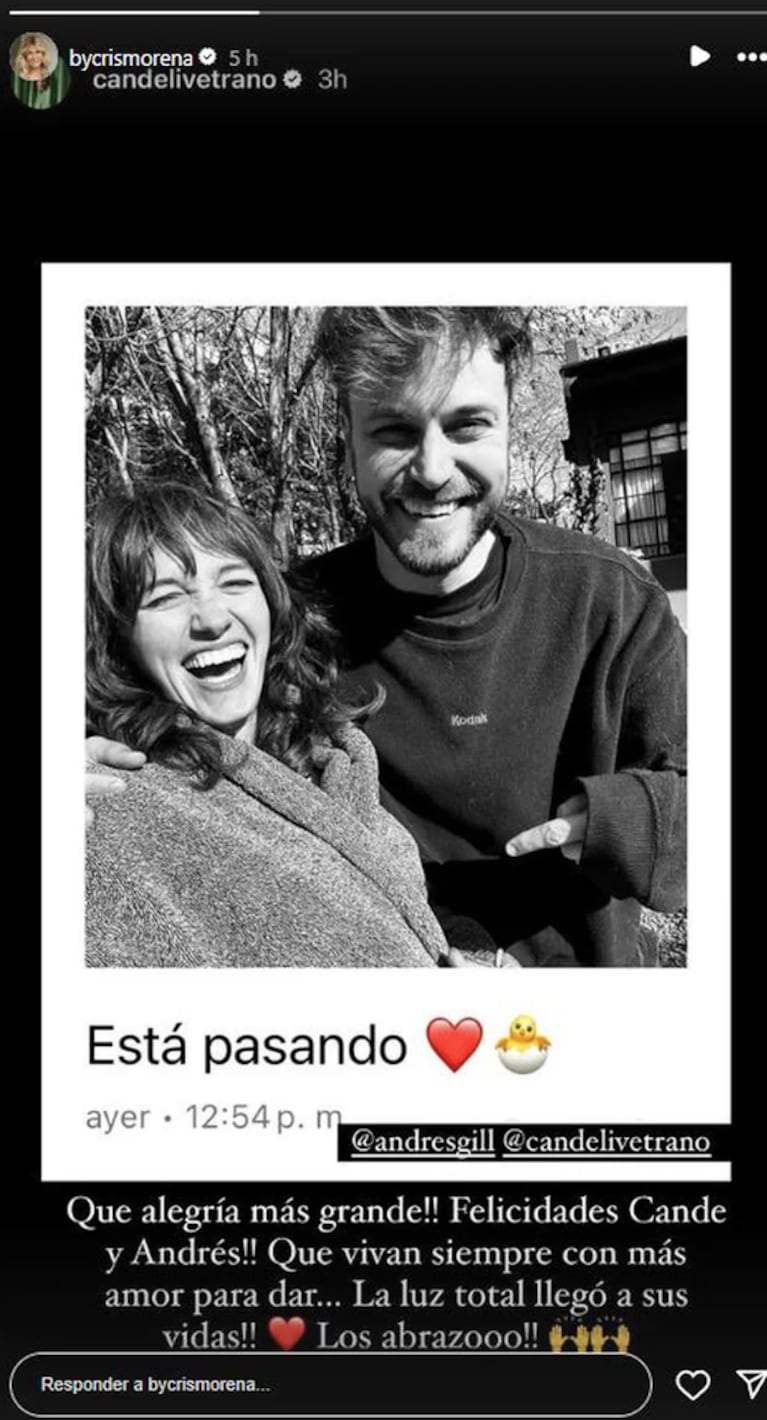 El cariñoso mensaje de Cris Morena a Candela Vetrano por su embarazo