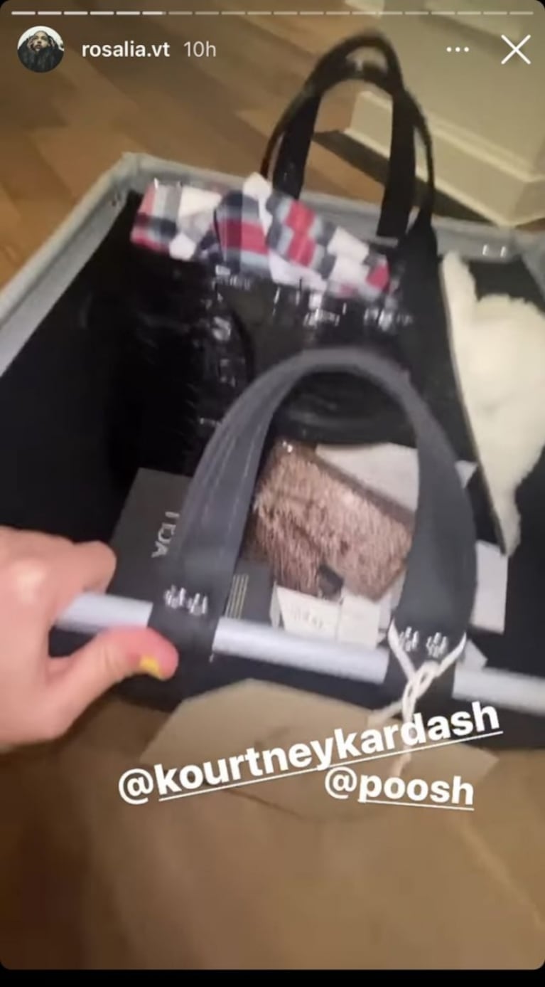 El "carrito" con regalos que Kourtney Kardashian le mandó a Rosalía: ropa interior, cosméticos ¡y un vibrador!