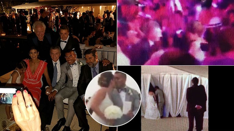 El casamiento de Tevez por adentro. (Fotos: Twitter @avetere y @la12tuittera)