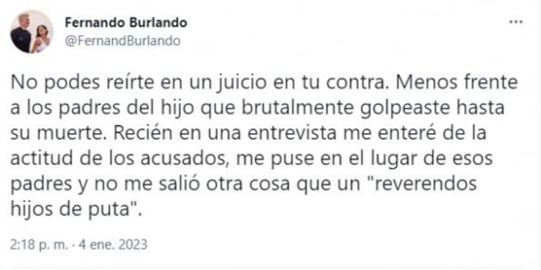 El caso Fernando Báez Sosa: Fernando Burlando se enojó e insultó a los rugbiers