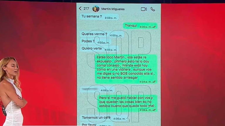 El chat entre Martín Mirgueles, el novio de Wanda Nara, y Claudia Ciardone (Foto: captuira América TV)