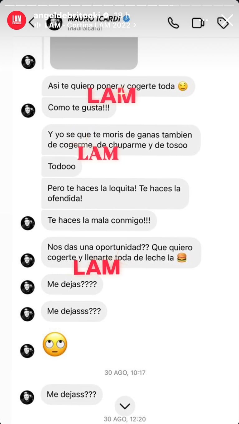 El chat entre Wanda Nara y Mauro Icardi que hicieron cumbia (Foto: captura de Instagram).