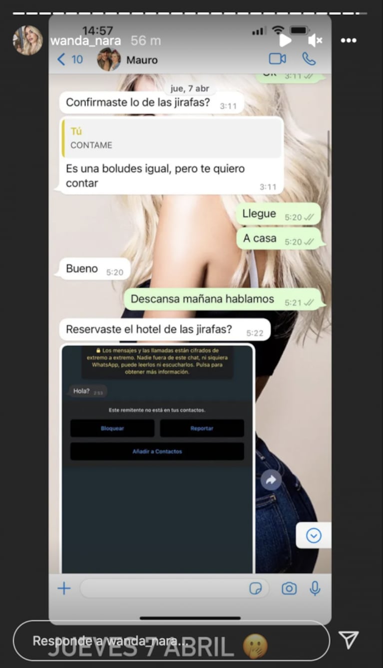 El chat que Mauro Icardi le envió a Wanda Nara cuando China Suárez le escribió: "Te quiero contar"