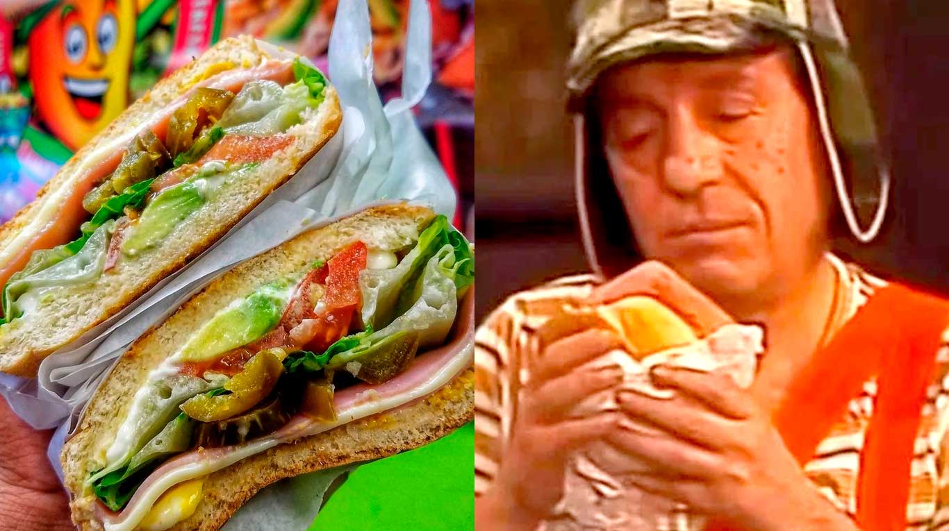 El Chavo del 8 y su torta de jamón (Fotos: captura Ciudad Magazine / Instagram @laferiadeltaco.sa)