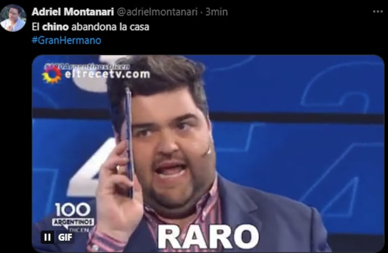 El Chino quedó eliminado de Gran Hermano y en X estallaron los memes.