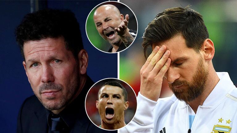 El Cholo Simeone, duro con Messi y Sampaoli, y un guiño a Cristiano Ronaldo. (Foto: EFE, AFP y Reuter)