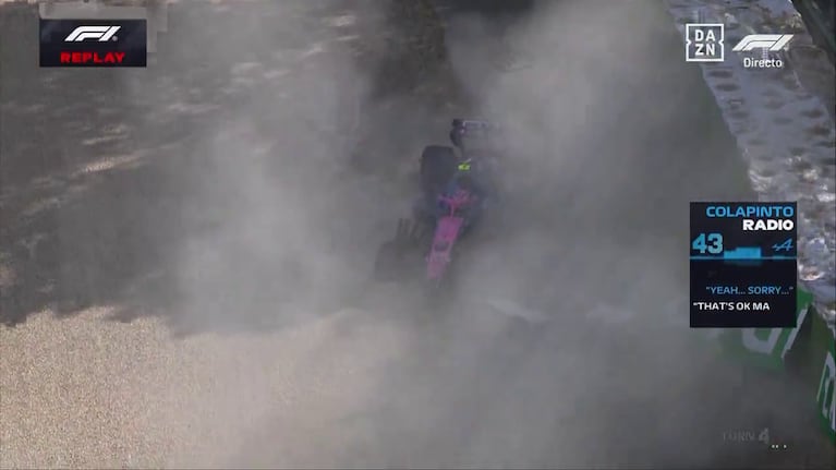 El choque de Franco Colapinto (Foto: captura de F1).