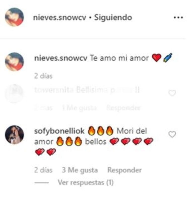 El comentario buena onda de Sofía Bonelli, la novia de Claudio Caniggia, en un posteo romántico de Axel Caniggia