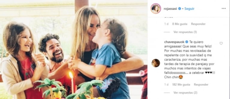 El comentario cómplice de Paula Chaves a Sabrina Rojas en Instagram: "Por más tardes de terapia de parejas"