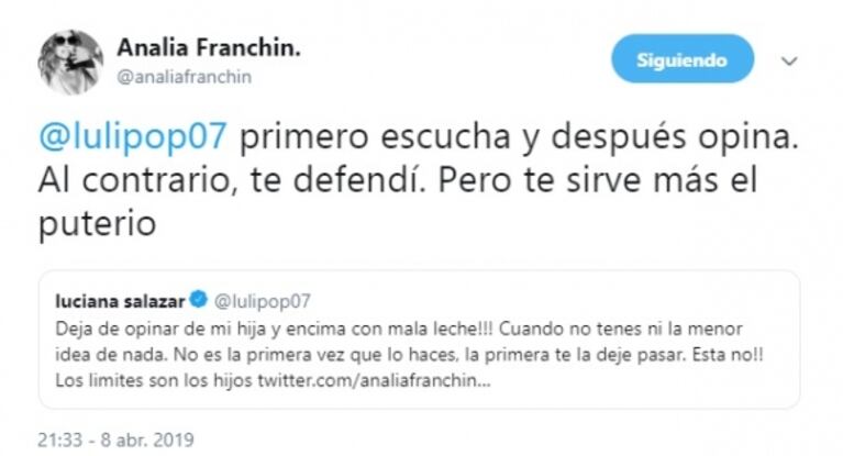 El comentario de Analía Franchín sobre la hija de Salazar que enfureció a Luciana: "¡Basura, no te lo voy a permitir!"