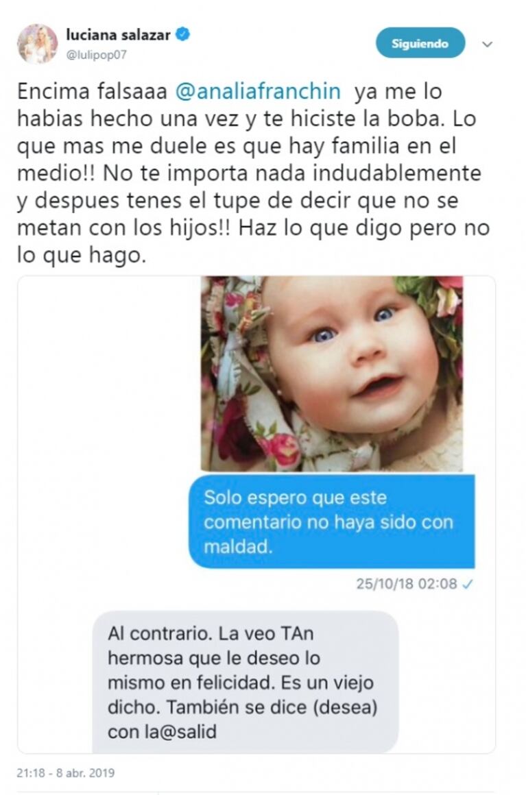 El comentario de Analía Franchín sobre la hija de Salazar que enfureció a Luciana: "¡Basura, no te lo voy a permitir!"