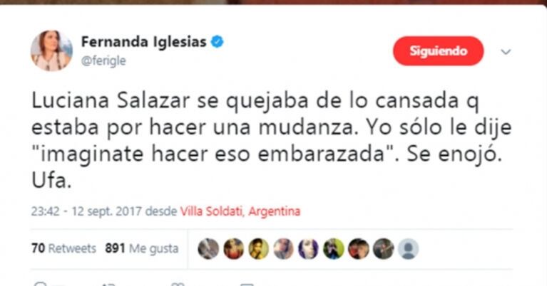 El comentario de Fernanda Iglesias que enojó a Luciana Salazar: enterate por qué la diosa bloqueó a la periodista en Twitter