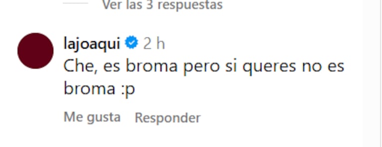 El comentario de La Joaqui a Luckra (Foto: captura de Instagram).