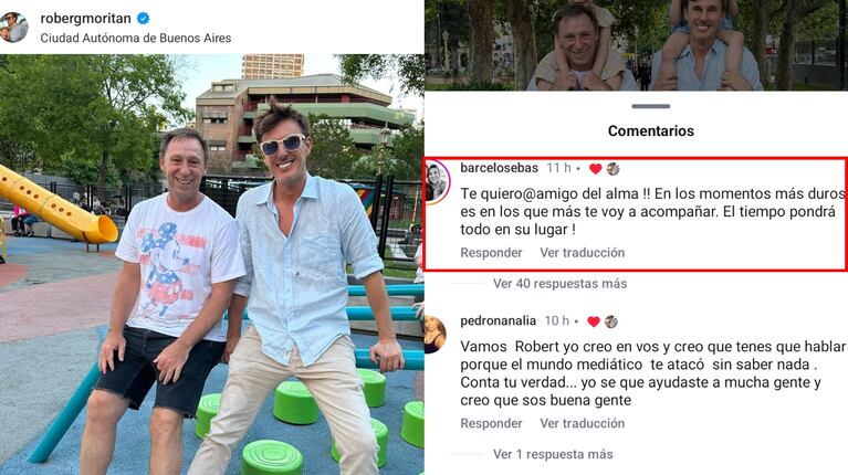 El comentario del amigo de García Moritán tras la polémica con Pampita. (Foto: Instagram/robergmoritan)