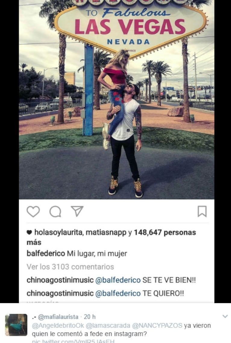 El comentario del hermano de Barbie Vélez a una foto de Fede Bal junto a Laurita Fernández: "Se te ve bien; ¡te quiero!"