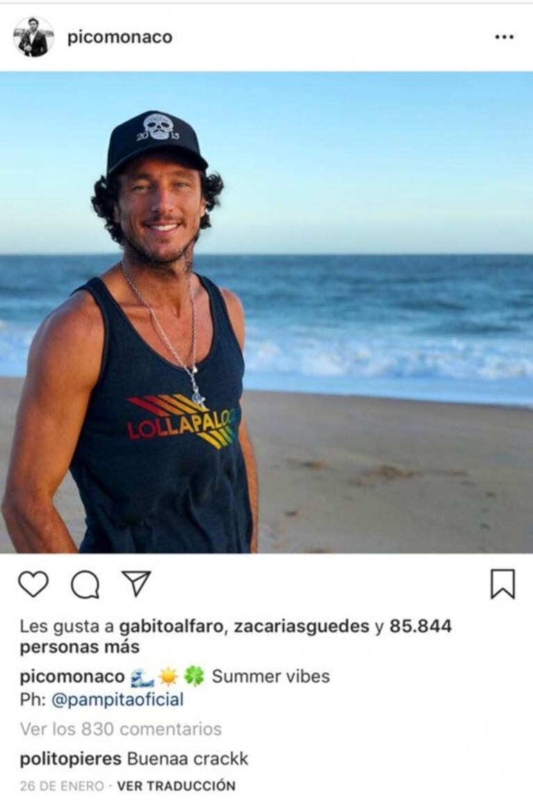 El comentario que Polito Pieres le había dejado a Pico Mónaco… ¡en una foto sacada por Pampita!