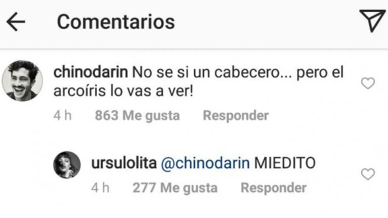 El comentario súper hot del Chino Darín a Úrsula Corberó en Instagram