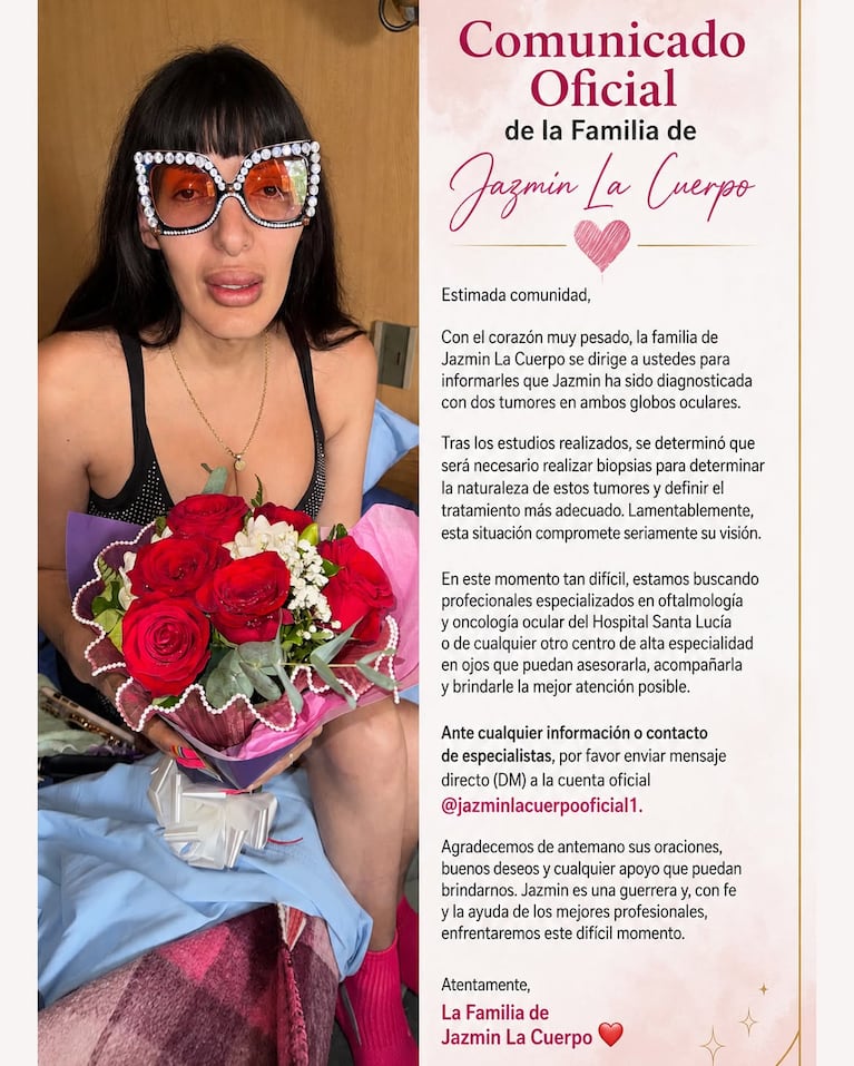 El comunicado de Jazmín Salinas, La Cuerpo. Foto: @jazminlacuerpooficial1