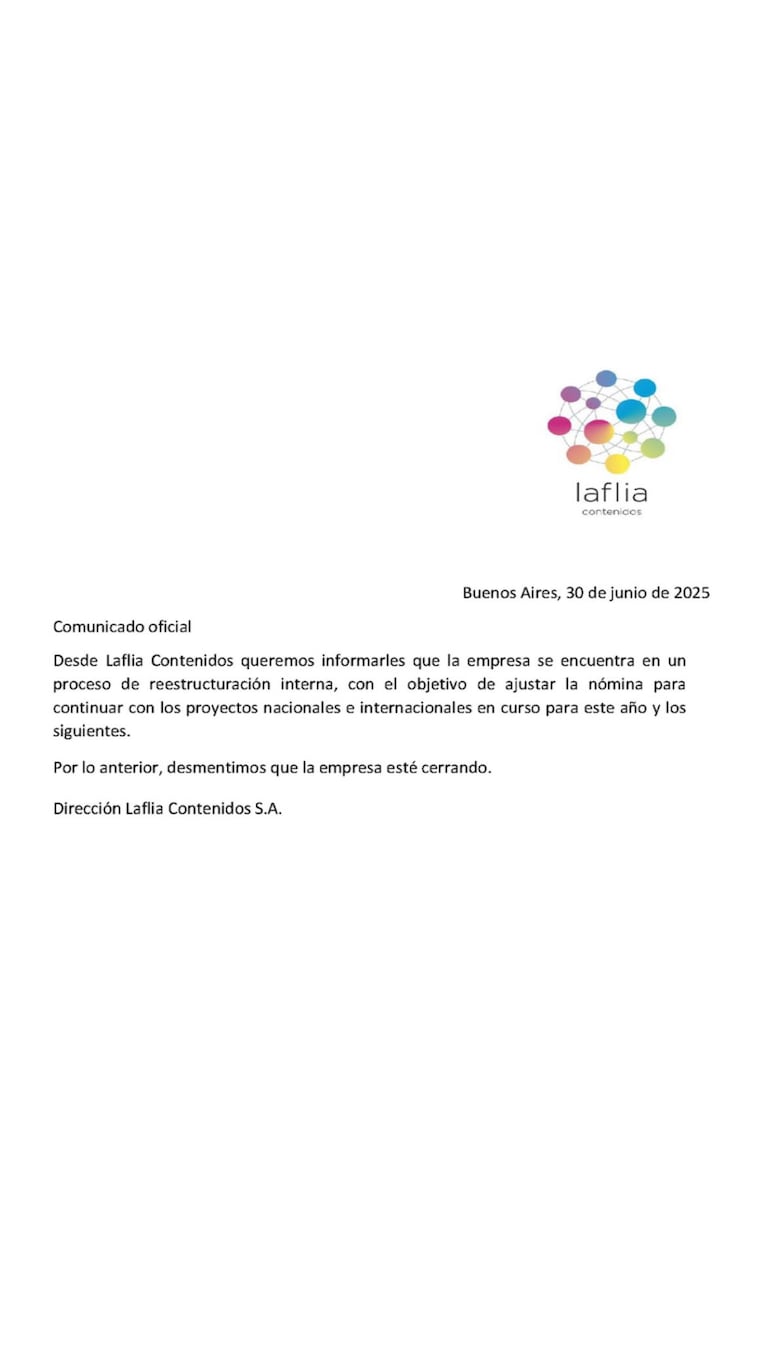 El comunicado de Laflia tras el rumor de cierre. (Foto: @lafliaok)