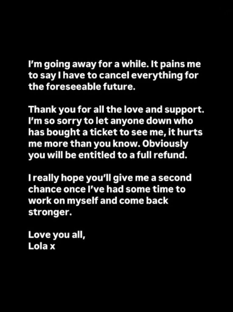 El comunicado de Lola Young.