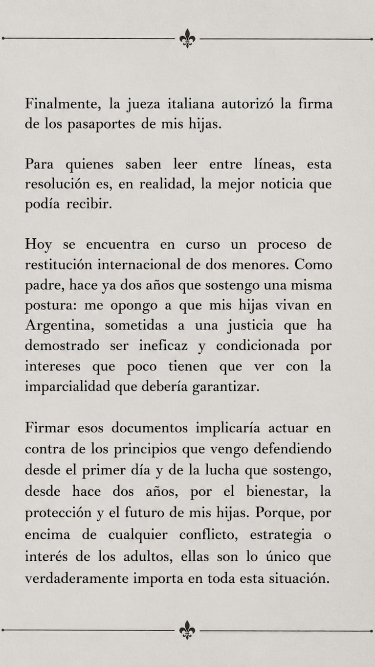 El comunicado de Mauro Icardi luego de la auotirzación de la jueza italiana. Captura: Instagram Stories mauroicardi