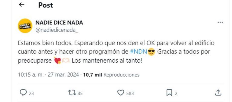 El comunicado del equipo de Nico Occhiato tras el incendio que sufrió el edificio de Luzu TV