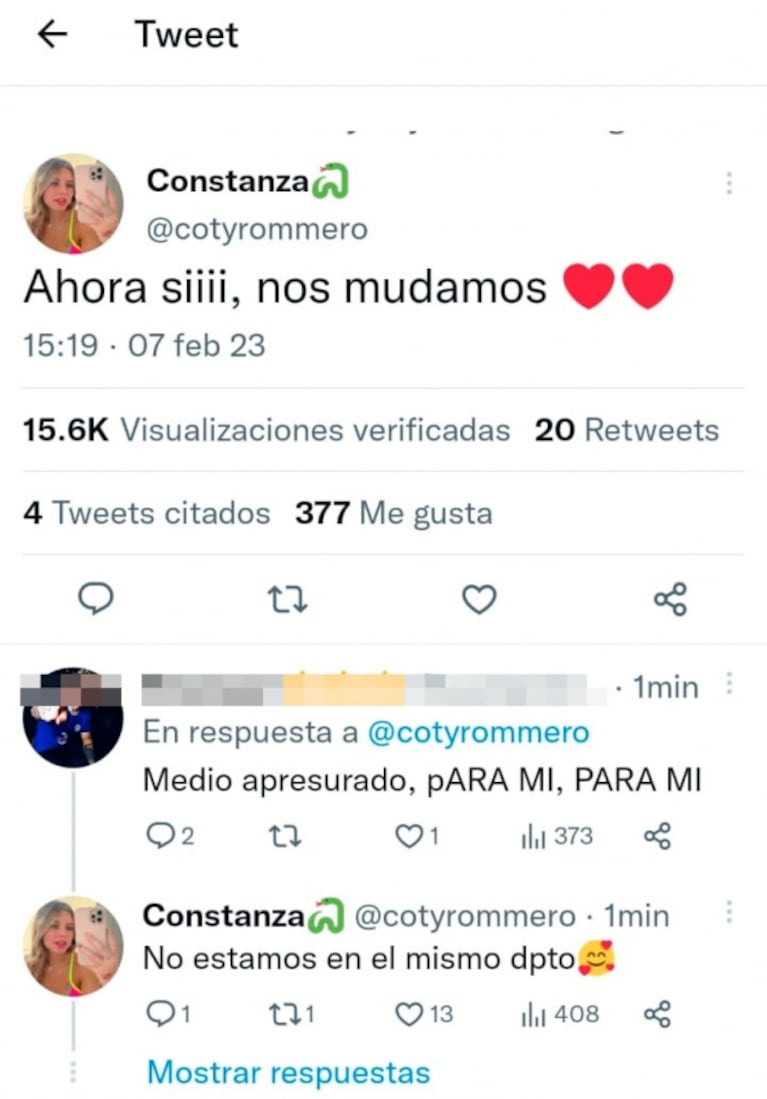 El Conejo de Gran Hermano negó estar conviviendo con Coti tras mudarse a Buenos Aires