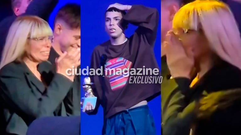 El conmovedor llanto de la mamá de Milo J al verlo ganar el Gardel de Oro (Fotos de Ciudad Magazine)