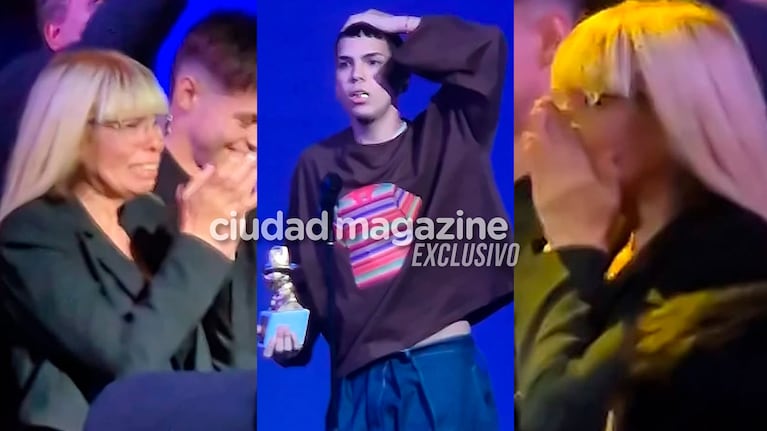 El conmovedor llanto de la mamá de Milo J al verlo ganar el Gardel de Oro (Fotos de Ciudad Magazine)