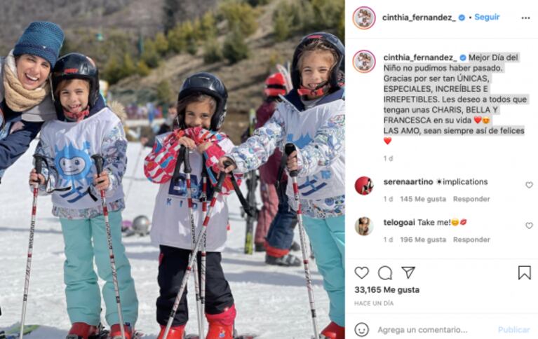 El conmovedor mensaje de Cinthia Fernández a sus hijas por el Día de la Niñez: "Gracias por ser tan únicas"