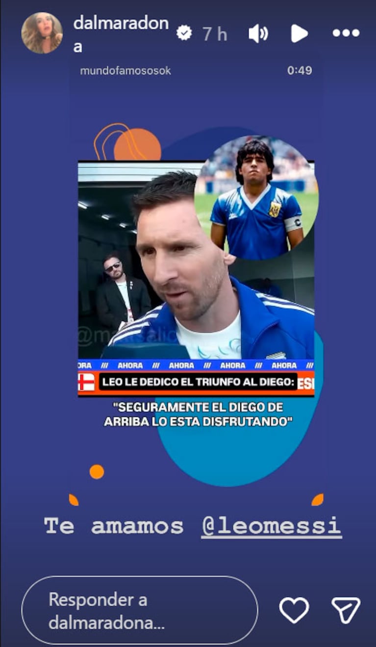 El conmovedor mensaje de Dalma Maradona a Lionel Messi después de vencer a Inglaterra (Instagram)