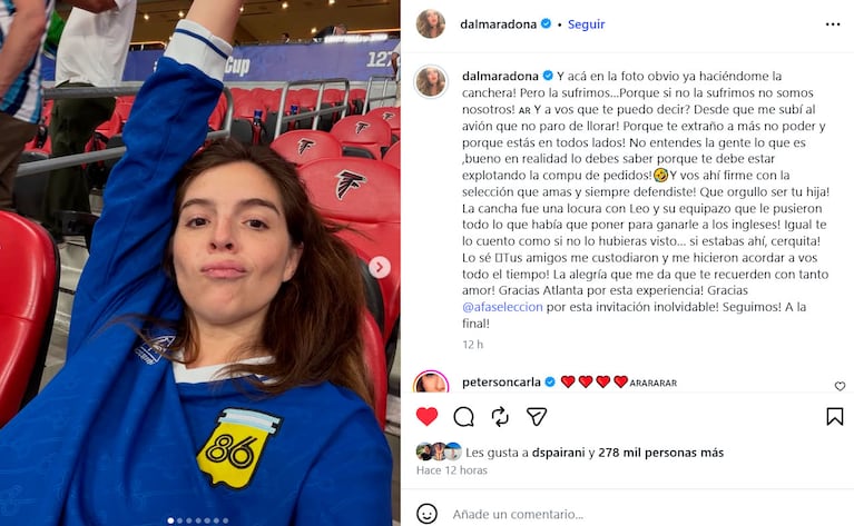 El conmovedor mensaje de Dalma Maradona a Lionel Messi después de vencer a Inglaterra (Instagram)