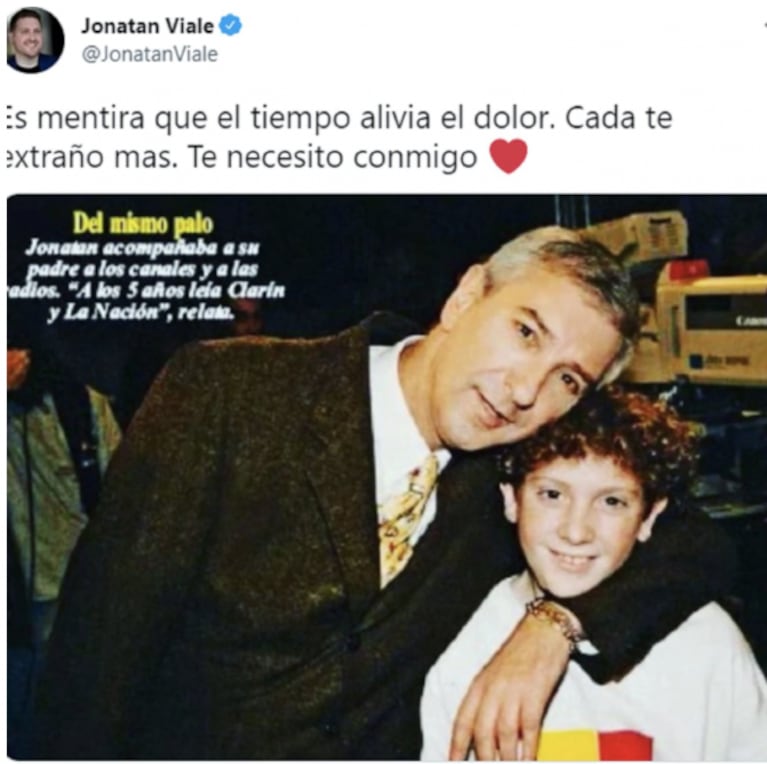 El conmovedor mensaje de Jonatan Viale a casi cuatro meses de la muerte de Mauro: "Es mentira que el tiempo alivia el dolor"