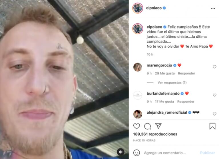 El conmovedor posteo del Polaco el día que su papá cumpliría años: "No te voy a olvidar"