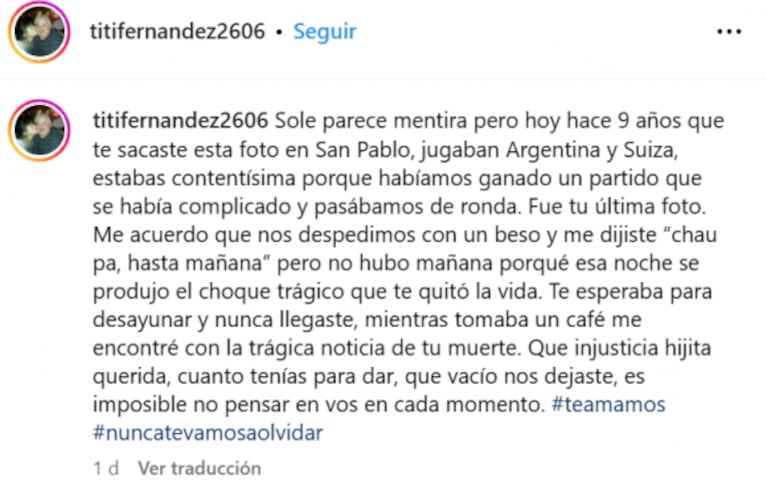 El conmovedor recuerdo de Tití Fernández, a 9 años de la muerte de su hija Soledad